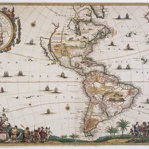 Map of the Americas, 17th Century Map of the Americas, 17th Century
