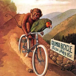 Monkey Riding aColumbia Bicycle Poster, C.M. Coolidge, 1895, Vintage Advertisement