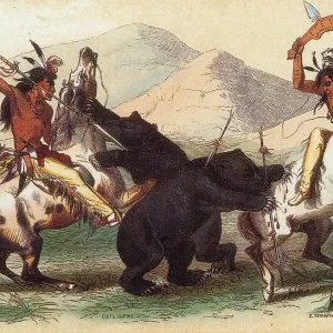 Native American Indian Bear Hunt, 19th Century