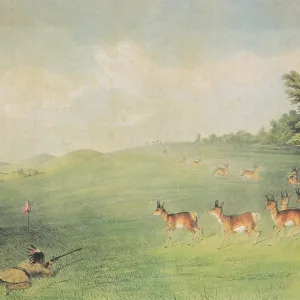 Native American Indian Hunting Antelope, 1860
