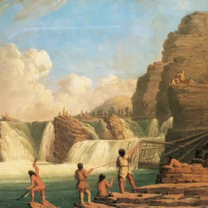 Native American Indians Salmon Hunt, 1848