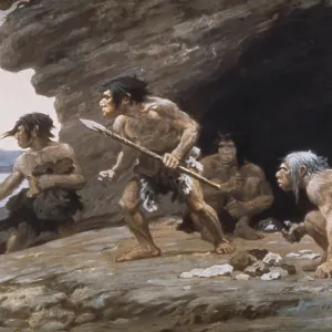 Neanderthal Caveman, Prehistoric Man, Illustration