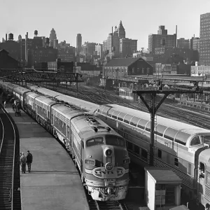 Print of El Capitan and Texas Chief at Chicago's Dearborn Station