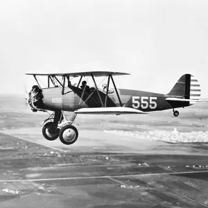 Print of a Pilot in a Consolidated PT-11 Biplane