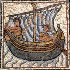 Sailboat, Byzantine Mosaic, 6th Century Sailboat, Byzantine Mosaic, 6th Century