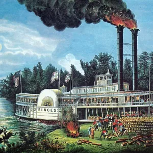 Steamboat on the Mississippi River, Currier and Ives print
