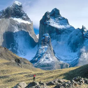 Torres del Paine Hiker near Cuernos del Paine Print Torres del Paine Hiker near Cuernos del Paine Print