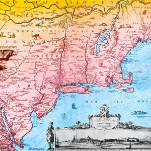 Visscher Map, New Netherland, 1650 Visscher Map, New Netherland, 1650