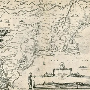 Visscher Map, New Netherland, 1650 Visscher Map, New Netherland, 1650