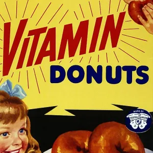 Vitamin Donut Retro Nutrition Poster, Humorous, Healthy Junk Food