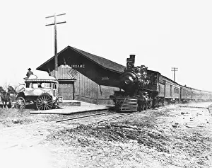Transportation Prints: 19th Century Train Station, Kansas