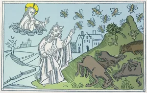Religious Prints: 5th Plague of Egypt, Diseased Livestock
