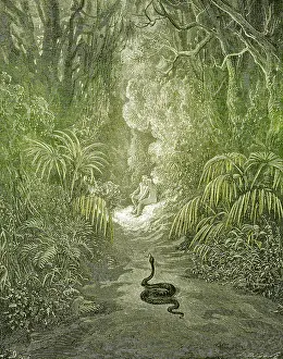 Garden Prints: Adam and Eve and Snake by Dore