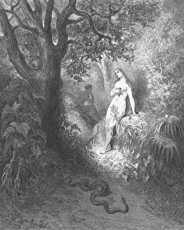 Garden Prints: Adam and Eve and Snake by Dore
