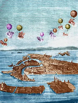 Balloon Prints: Aerial Combat, 1850