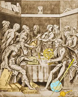 Heinrich Prints: Agrippa Instructing Pupils, 16th Century
