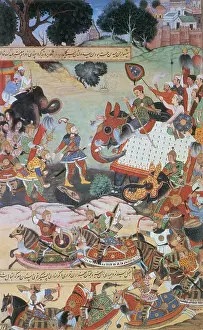 Asia & South Pacific Prints: Akbar Receiving Captured Drums and Standards, 1564