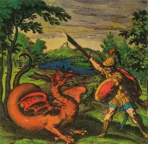 16th Prints: Alchemical Knight Slays the Primordial Dragon, 1625