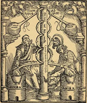 16th Prints: Alchemists, Distillation, 1526
