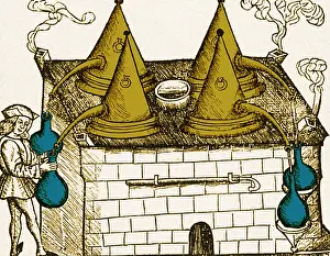 Little Prints: Alchemy, Distillation Furnace, 16th Century