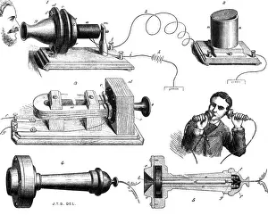 Technology Prints: Alexander Graham Bell, Telephone System, 1877