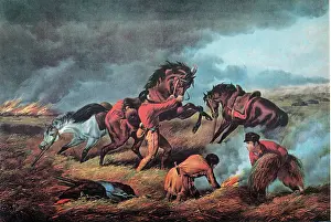 Hunter Prints: American Prairie Hunters using Fire, 19th century