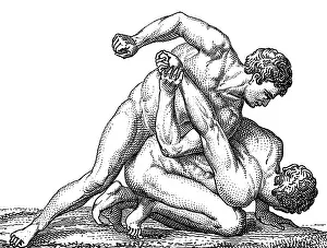 Competition Prints: Ancient Olympic Games, Wrestling