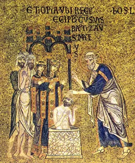 14th Prints: Apostle in Act of Baptizing Mosaic, 14th Century