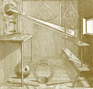 Observatory Prints: Apparatus of Johannes Hevelius for studying the sun