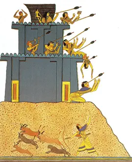 12th Prints: Army of Ramesses II Attacks Syrian Fortress, 12th Century BC