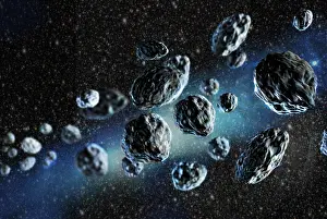 Science Source Collection Prints: Asteroid Cluster, Illustration