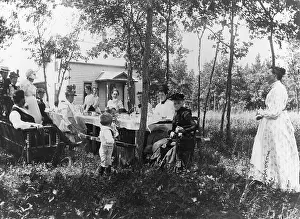 Vintage Nostalgia Prints: Backyard Lunch, c. 1900