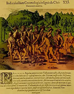 Horology Prints: Balboa, Spanish Conquistador, with the Indians
