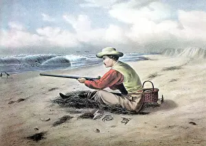 Hunter Prints: Beach Snipe Shooting, 1869