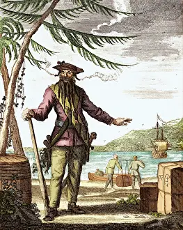 Buccaneer Prints: Blackbeard or Edward Teach, English Pirate