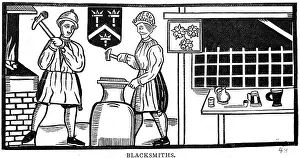 Woodcut Prints: Blacksmiths, 17th Century