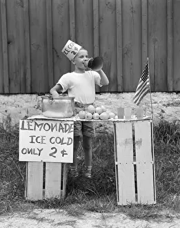 Foods Prints: Boy selling lemonade, c.1930-40s