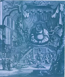 Temple Prints: Buddhist Temple with Budai