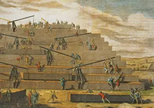 Workers Prints: Building of Pyramids of Giza, Egypt
