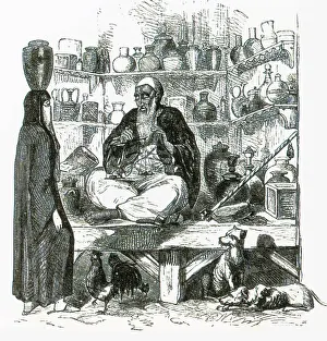 Arab Prints: A Cairo street trader displays his wares