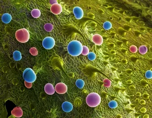 Mixed Science Images Prints: Cannabis Trichomes, scanning electron micrograph
