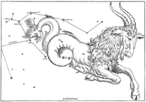 Asterism Prints: Capricornus Constellation, Zodiac Sign, Bayer