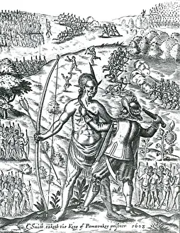 Travel Prints: Captain Smith Takes the King of Pamunkey Prisoner, 1608