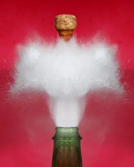 Mixed Science Images Prints: Champagne Cork Popping