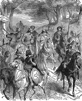 Carolingian Prints: Charlemagne with Hunting Party