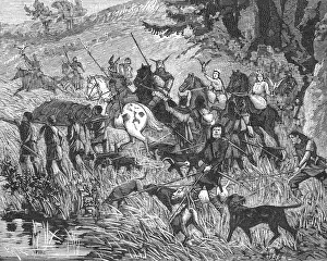 Roman Prints: Charlemagne with Hunting Party