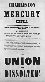 Newspapers Prints: Charleston Mercury: Union Dissolved!