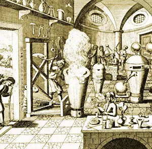 1700s Prints: Chemist's Laboratory 1700s