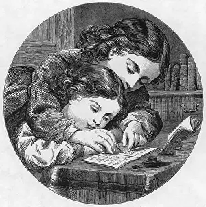 School Prints: Children Writing