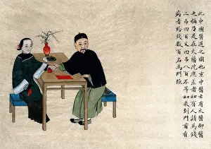 Science Source Collection Prints: Chinese Physician Taking Radial Pulse, 1890s
